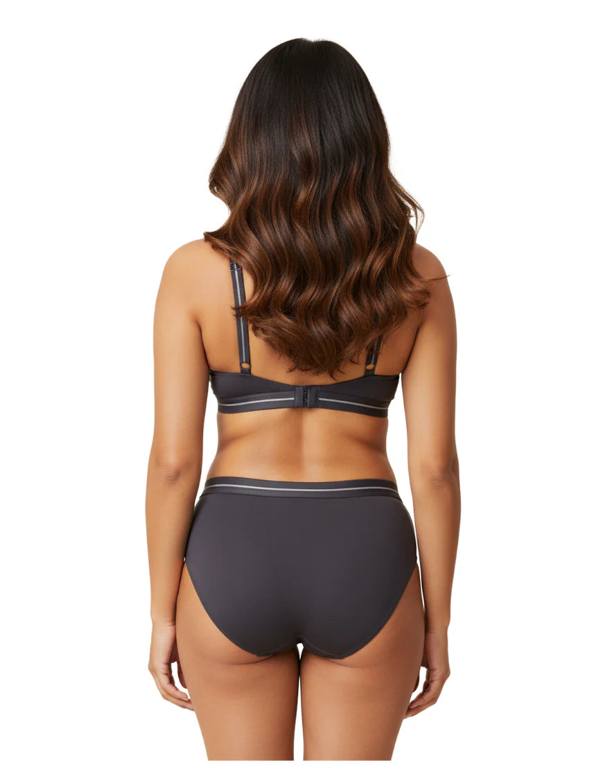 DOUBLE LAYERED COTTON WIREFREE BRA WITH MATCHING PANTY -GREY