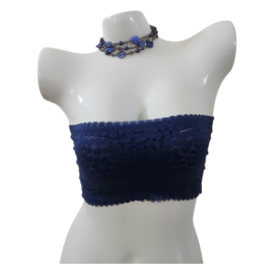 Vintage Lace Bandeau Bra – Soft Beige Elegance